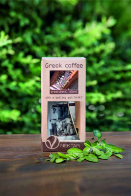 Geschenkbox mit Griechischen BIO Mokka & Briki (Kochpott) - von NEKTARCOFFEE